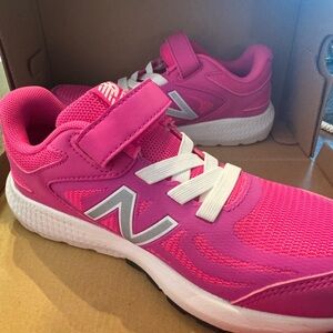 New Balance Kids' Fuchsia and White Sneakers